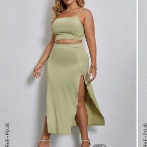 Light green 2 piece skirt set